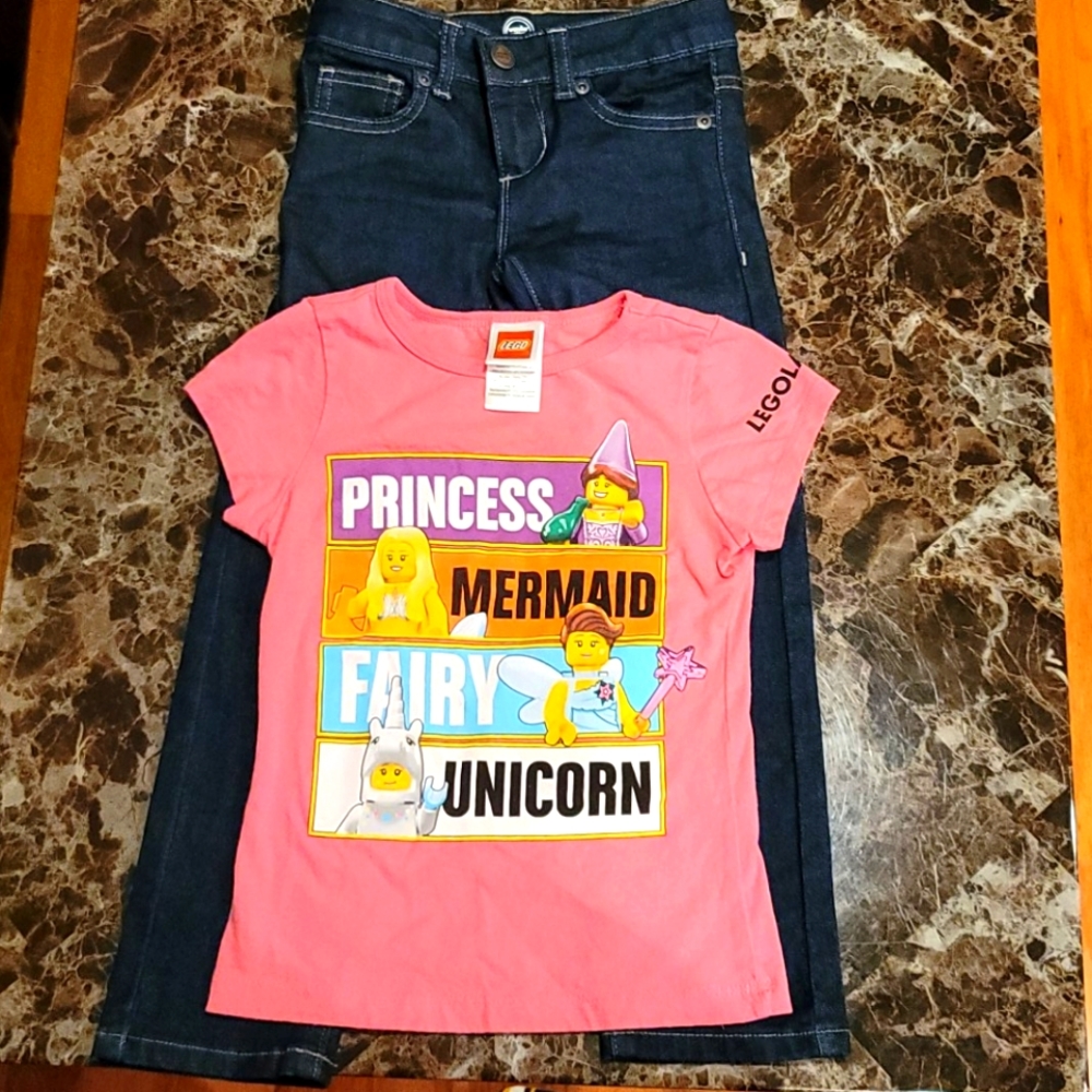 2 Pc Girls Denim Jeans with Top